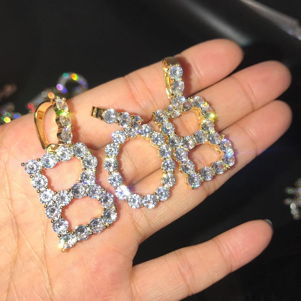 Dazzling Elegance Initial Pendant and Frostfire Hip Hop Cuban Link Chain