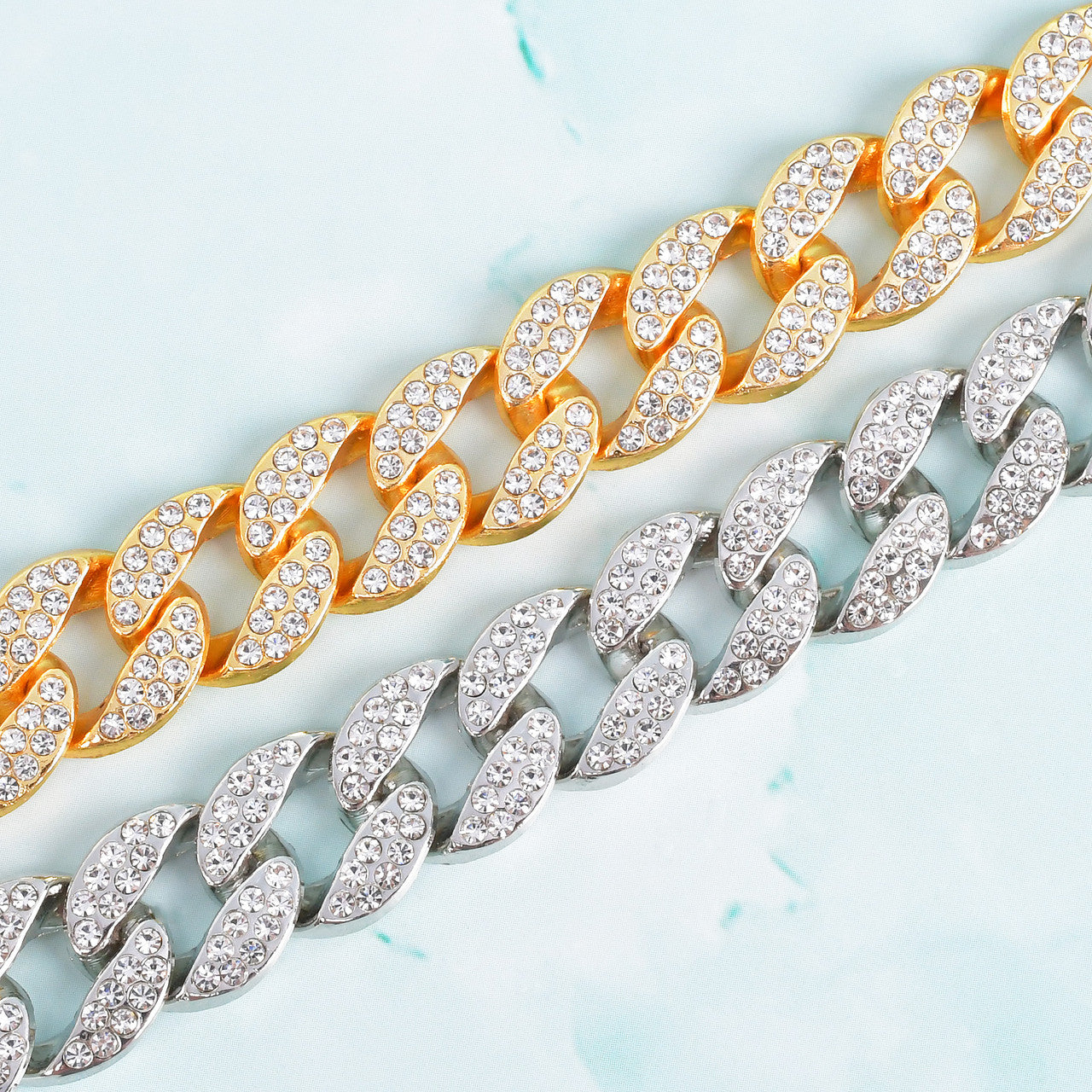 Iced Blinged Out 15mm Miami Cuban Link Hip Hop Chain Necklace