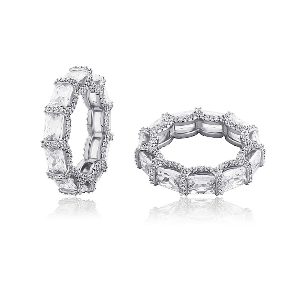 New Luxury Street Wear 14k Gold 925 Silver Flawless Baguette Hip Hop Rings