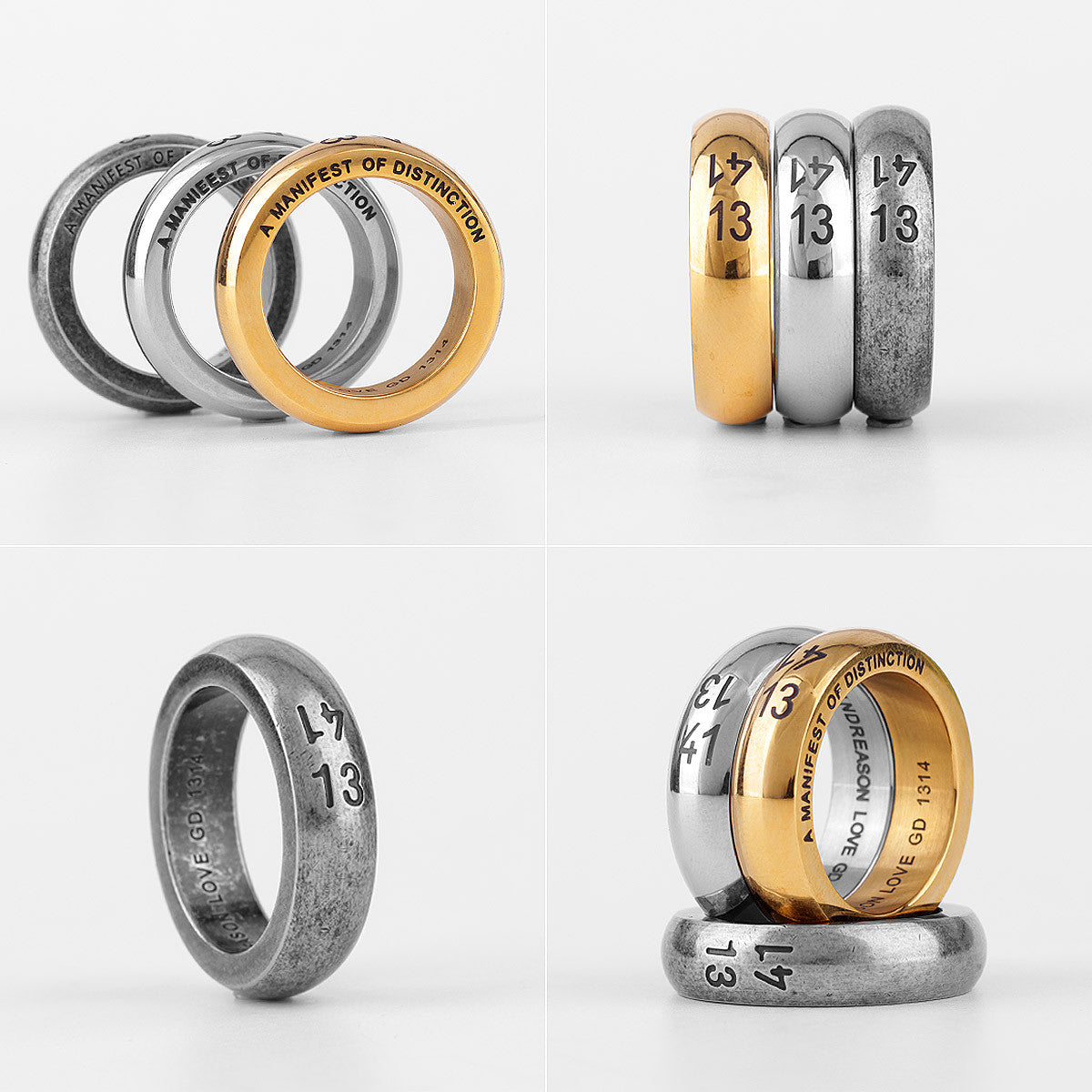 Retro Lovers | 1314 Couples Gold Silver Black No Fade Stainless Steel Rings