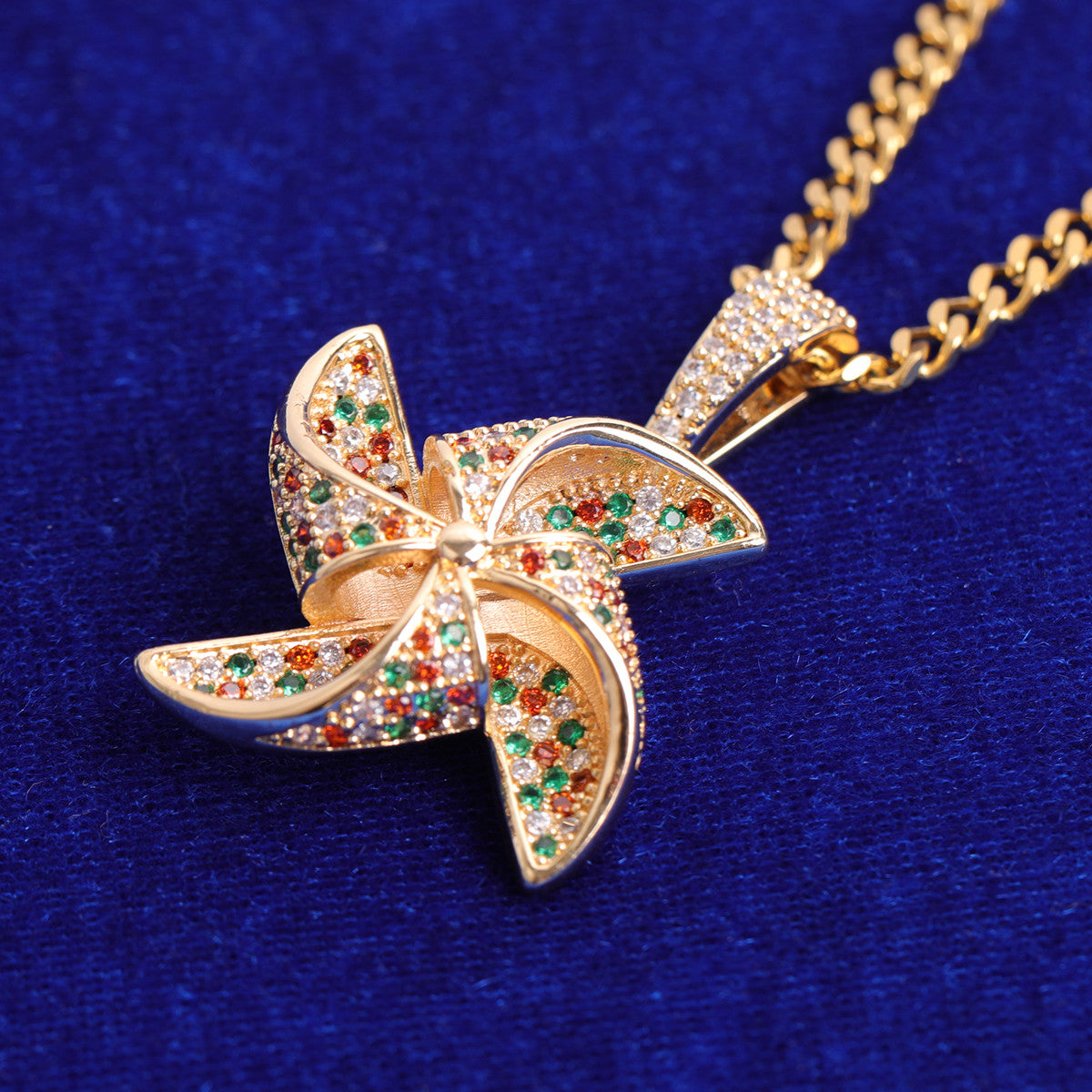 The Pinwheel | Spinning Prong Set VVS Diamond CZ Iced Hip Hop Pendant