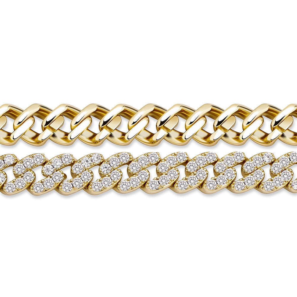 8mm Full Flooded Ice Close Cut Prong Set Hip Hop Cuban Link Chain Necklaces