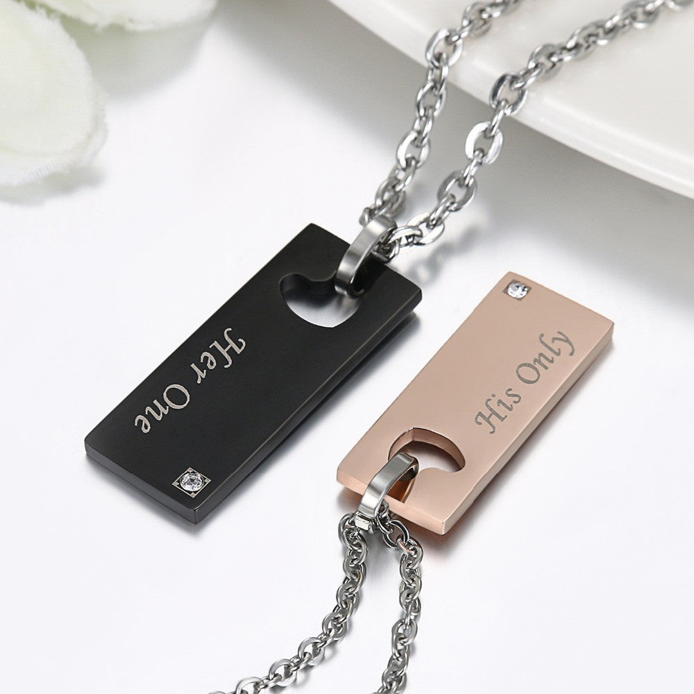 Love Forever Always Couples No Fade Stainless Steel Pendant Necklaces