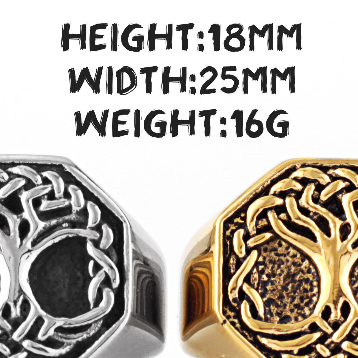 Circle Tree of Life | 14k Gold Over Solid Stainless Steel Unique Spiritual Rings