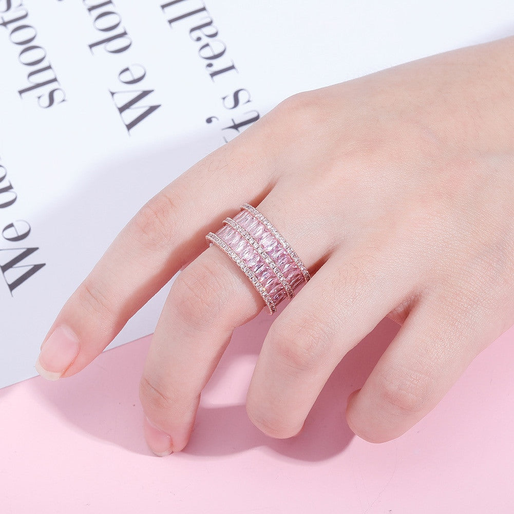 Flooded Ice Double Stack 2 Row Baguette Hip Hop Rings