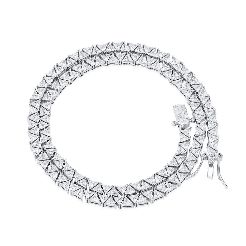 Trillion Cut | 5mm VVS Diamond CZ Iced Blinged Out Tennis Chain Necklace