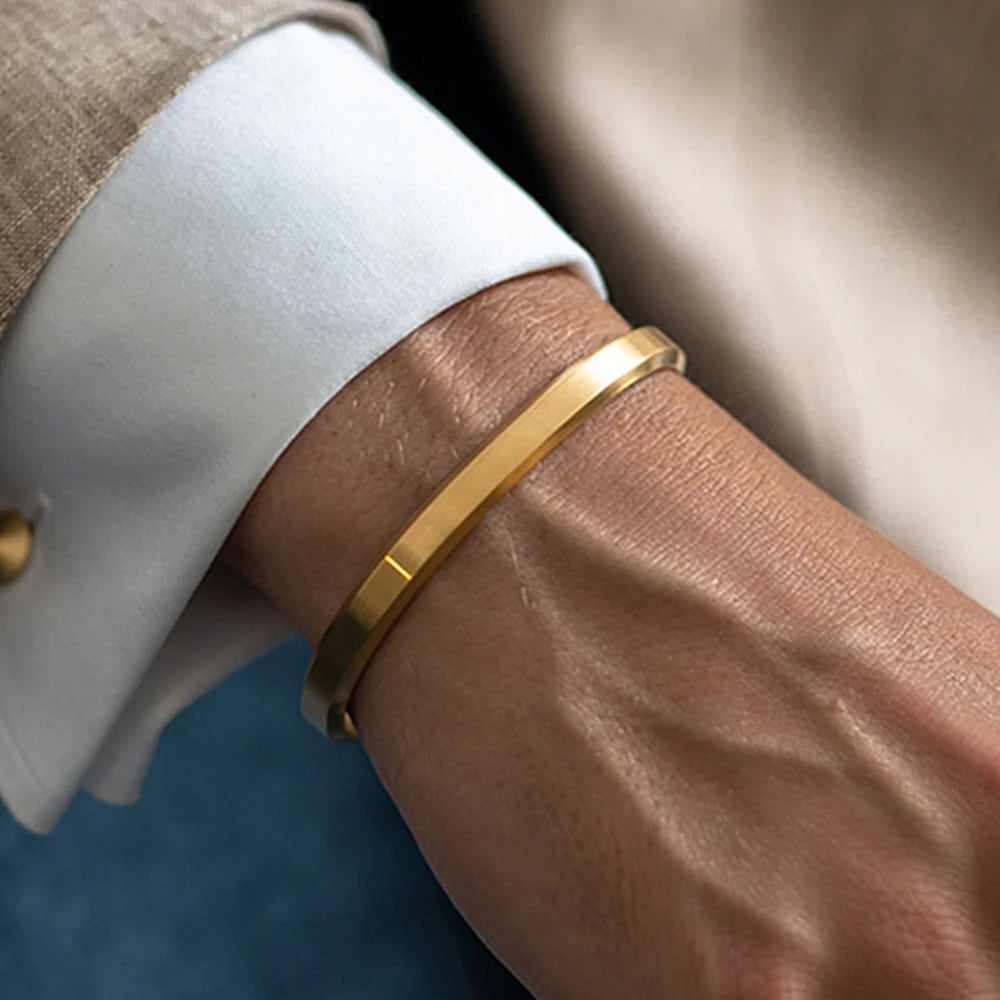 Clean Classic | Solid No Fade Stainless Steel 18k Gold Cuff Street Wear Bracelets