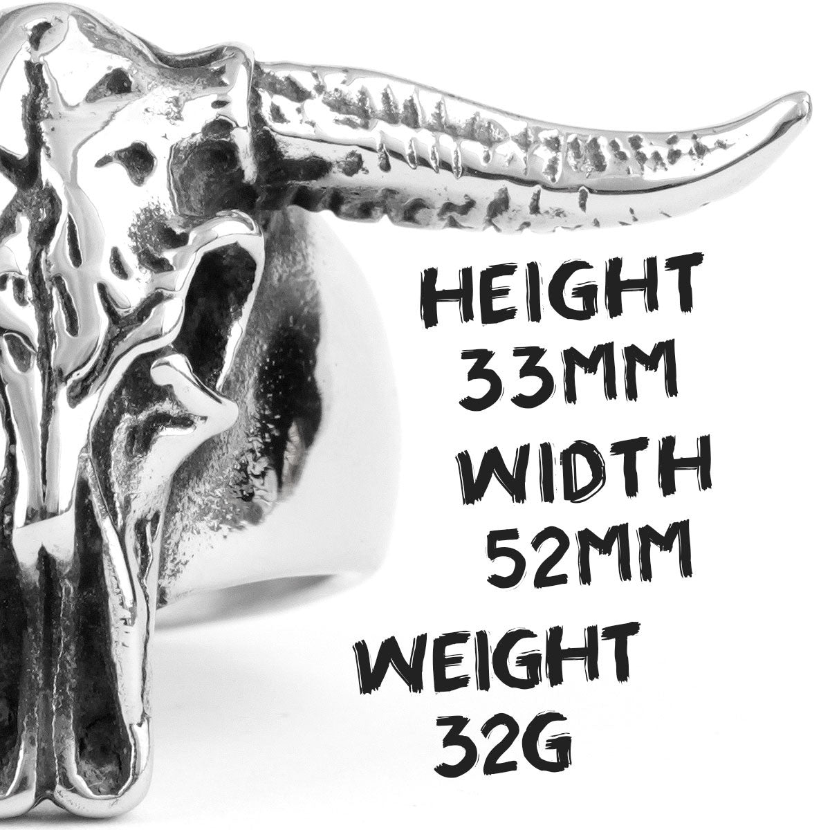 Aries | Mens No Fade 316L Stainless Steel Symbolic Ram Skull Street Wear Rings