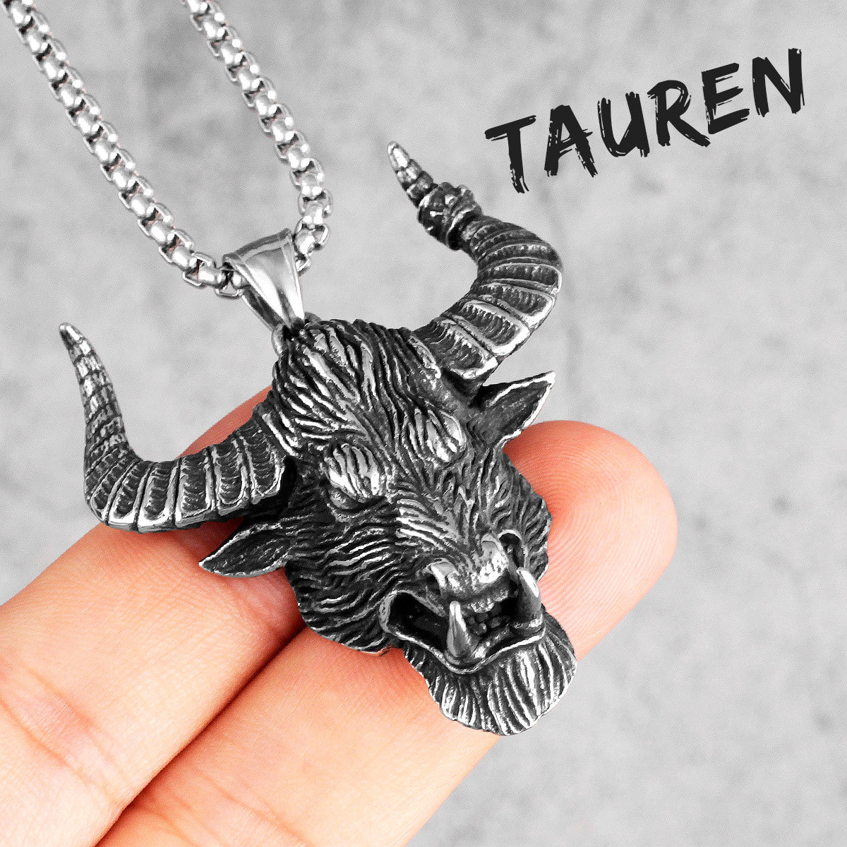 Mens No Fade Dominant Bull Demon Tauren Stainless Steel Pendant Chain Necklace