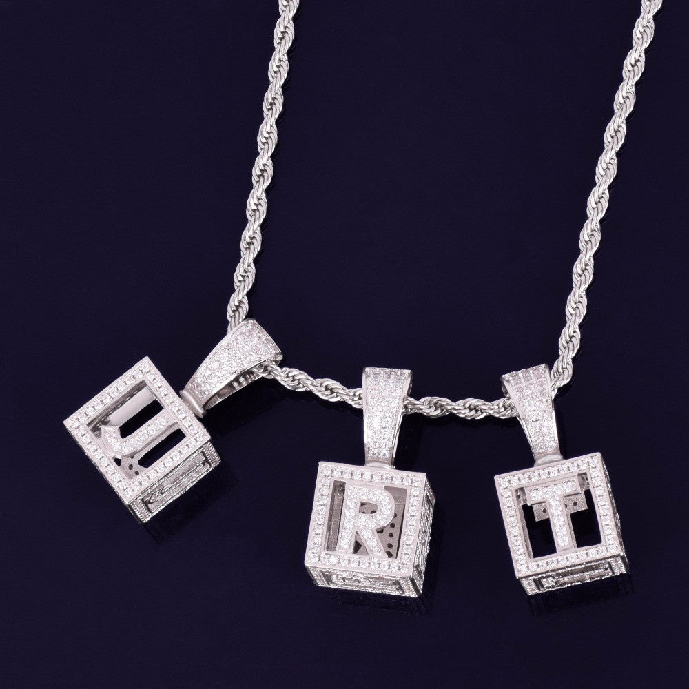 Baby Block | Gold Silver Square VVS Diamond CZ Initial Letter Hip Hop Pendant