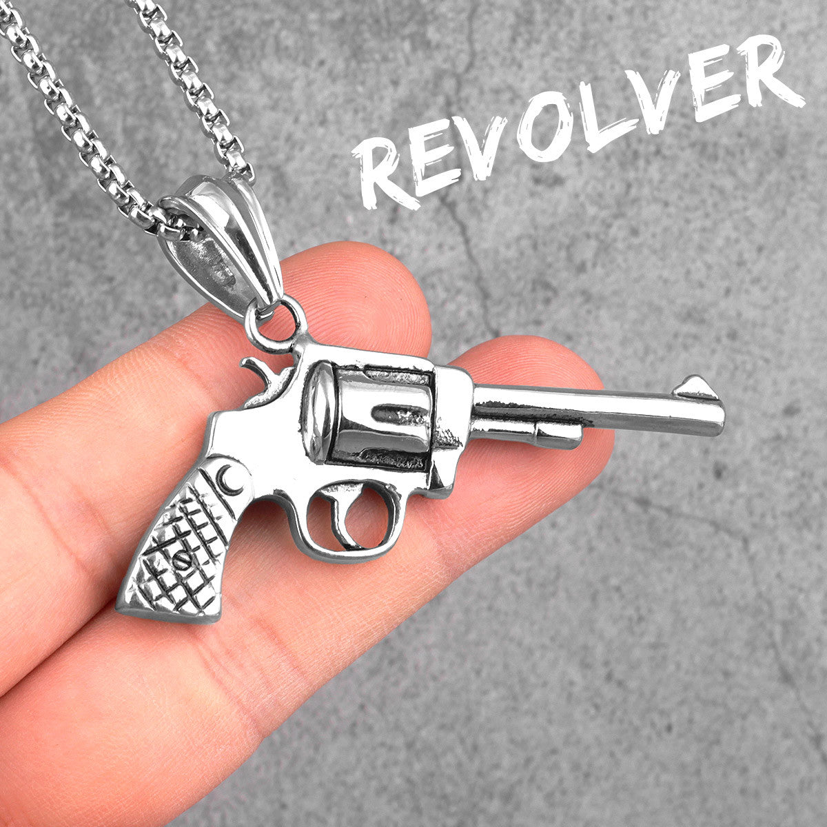 Hot Revolver | Hip Hop 14k Gold over No Fade Stainless Steel Pistol Pendant Chain