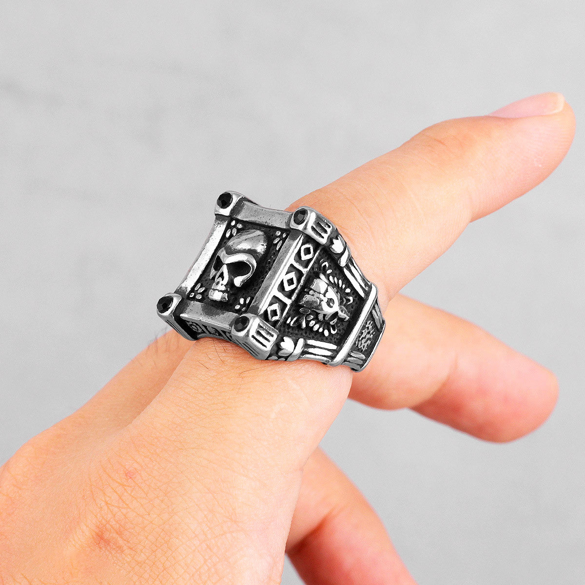 Dominant Life | Men's Skull Black Zircon No Fade Stainless Steel Unique Style Rings