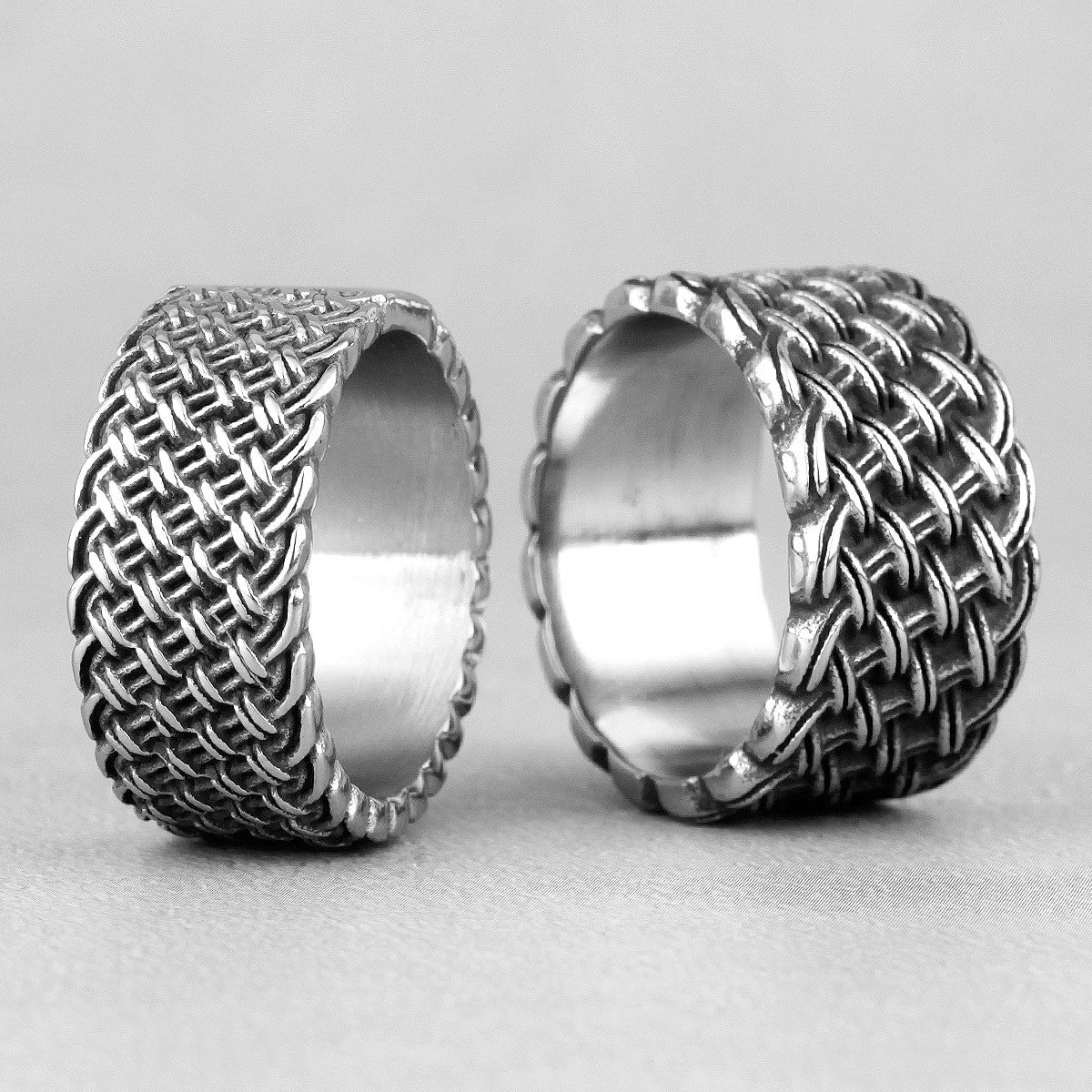 Mens No Fade Stainless Steel Interweaving Love Casual Street Wear Rings