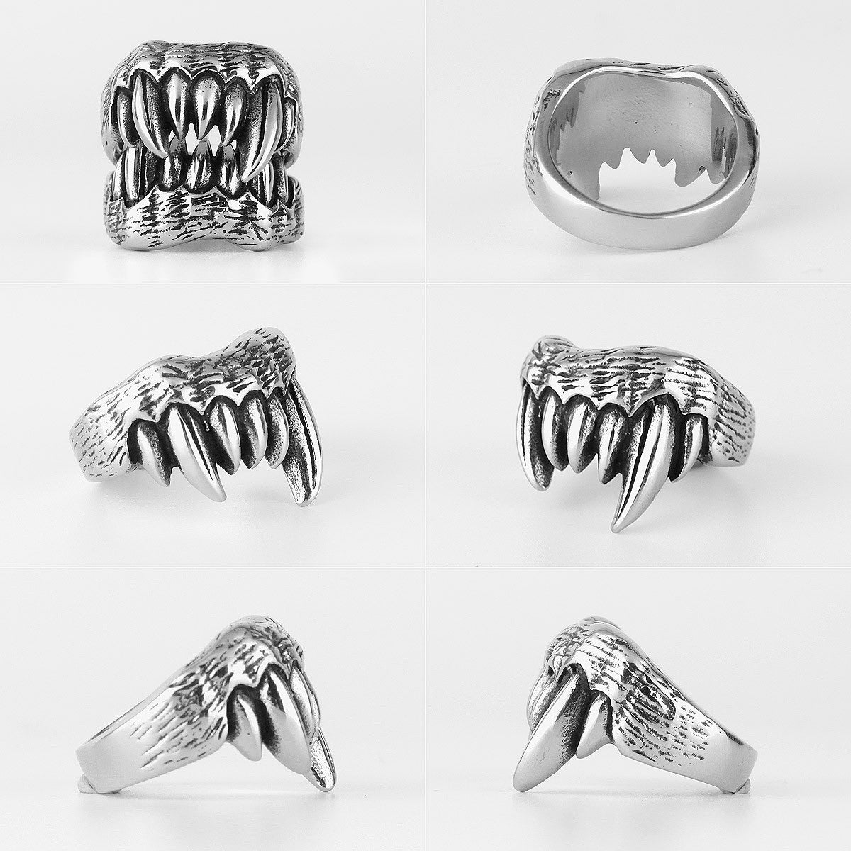 Beast Monster Teeth | No Fade Stainless Steel Men's Biker Style Street Wear Rings