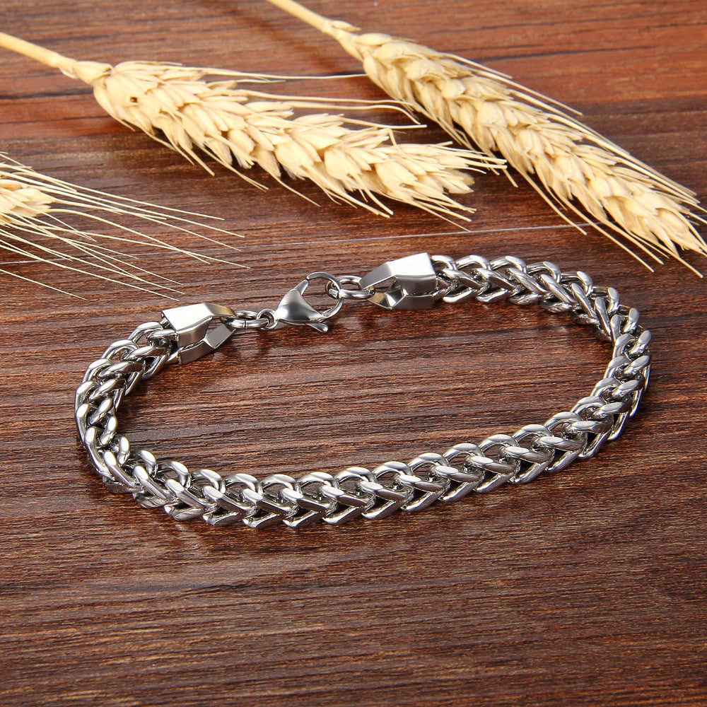 Mens High Fashion No Fade 14k Rose Gold Silver Black Stainless Steel Franco Link Bracelet