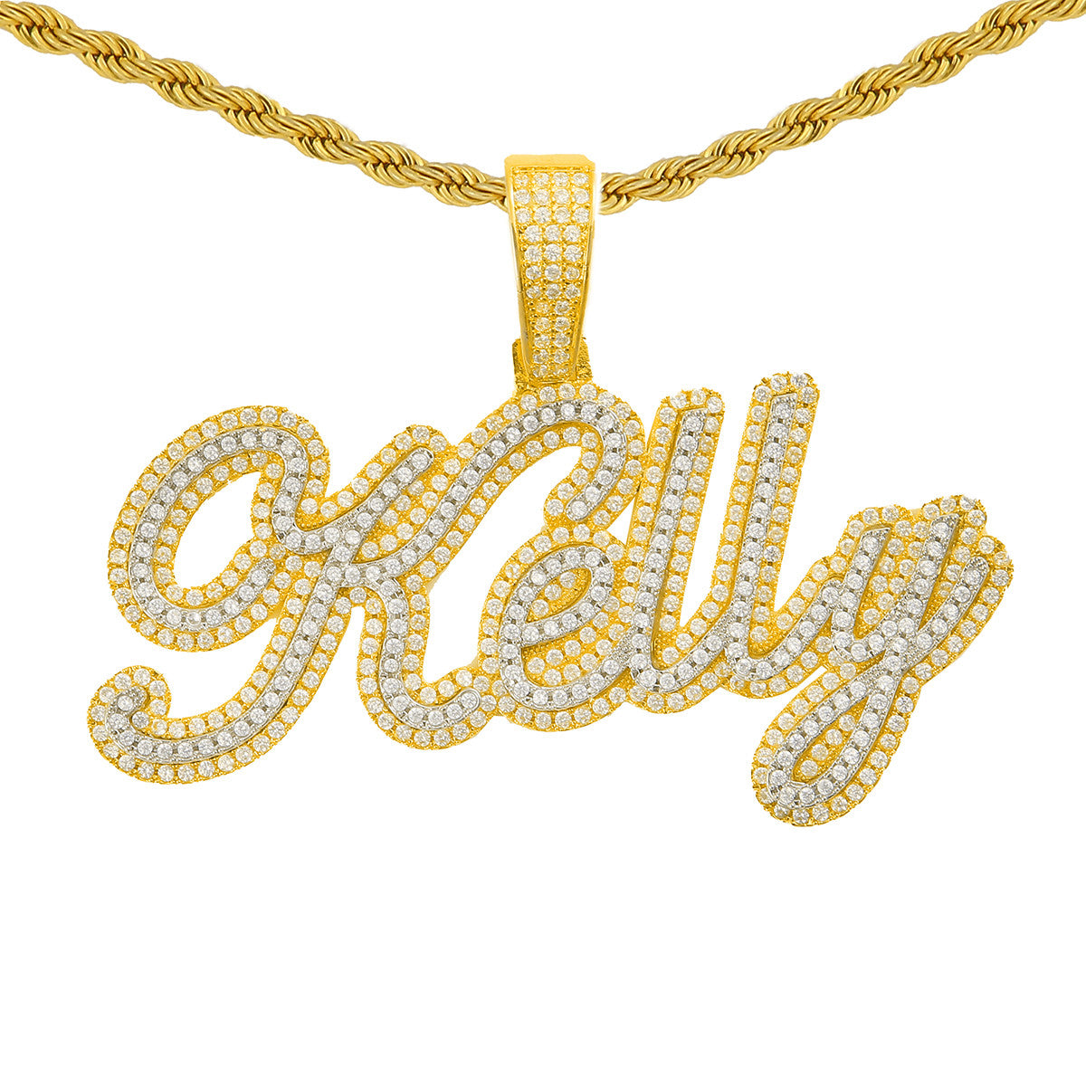 Embedded Ice | 24k Gold .925 Sterling Silver Raised Bling Custom Hip Hop Necklace