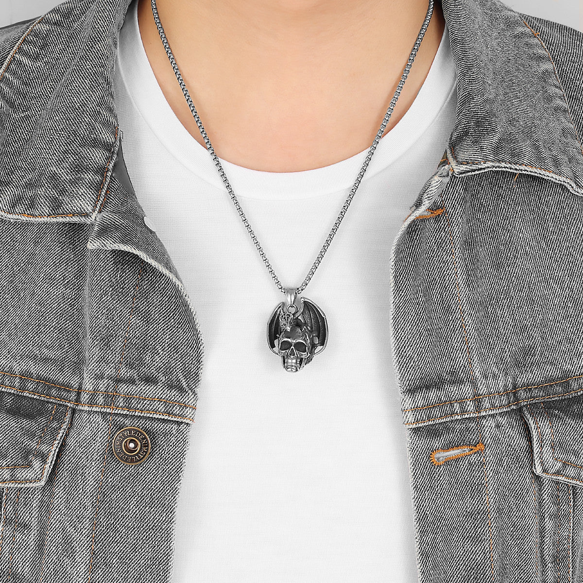 Demon Dragon | 316L No Fade Stainless Steel Skull Street Wear Pendant Chain Necklace