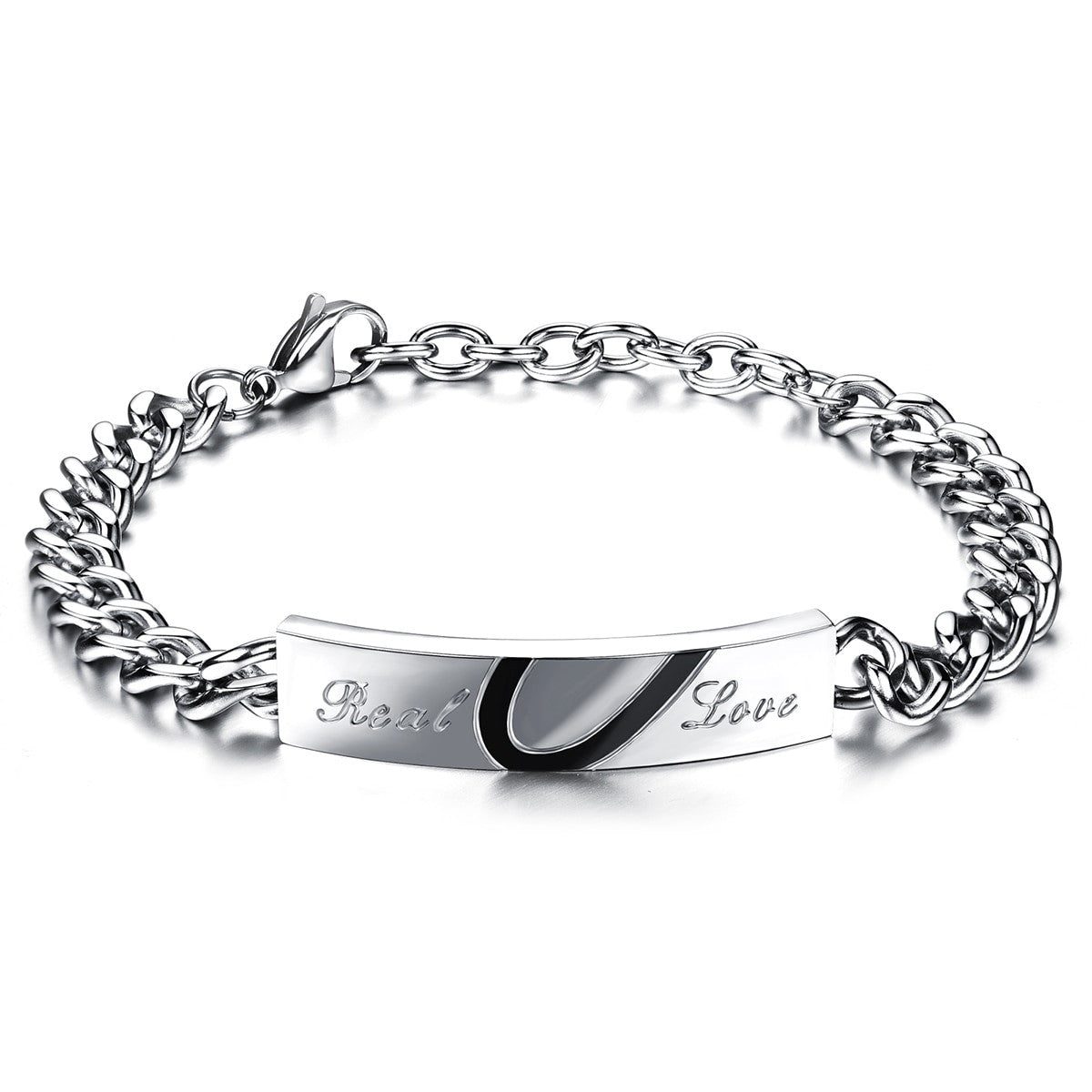 Couples Lovers Real Love No Fade Stainless Steel Heart Bracelet