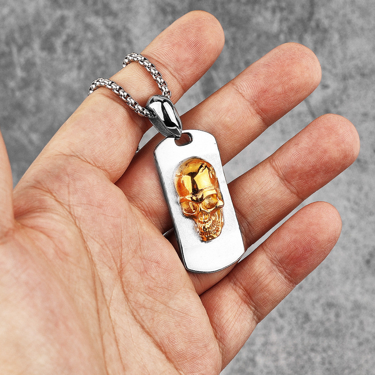 Golden Devil Skull | 14k Gold No Fade Solid Stainless Steel Pressed Skull Pendant