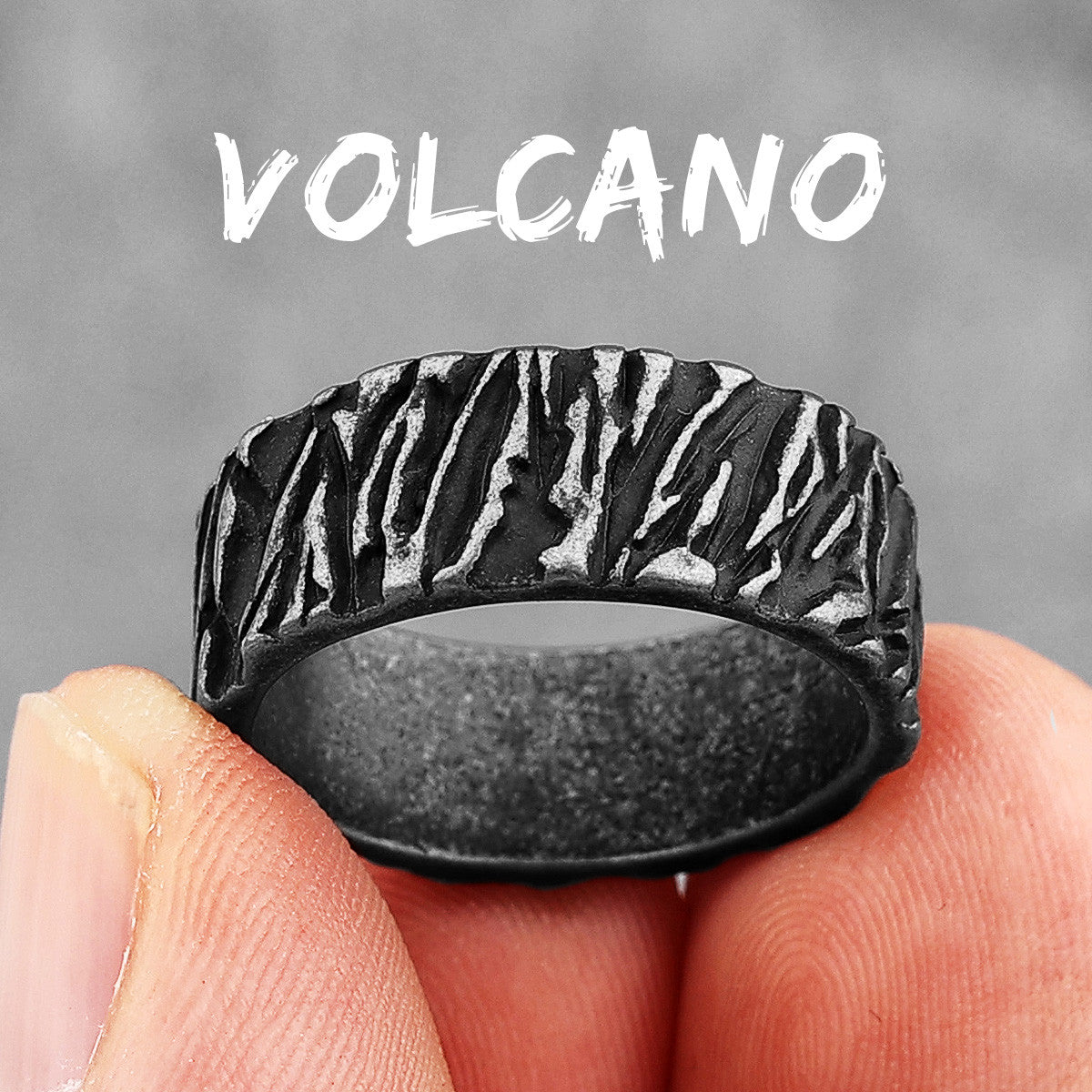 Volcano | Solid Stainless Steel Volcanic Lava Designer Street Wear Ring