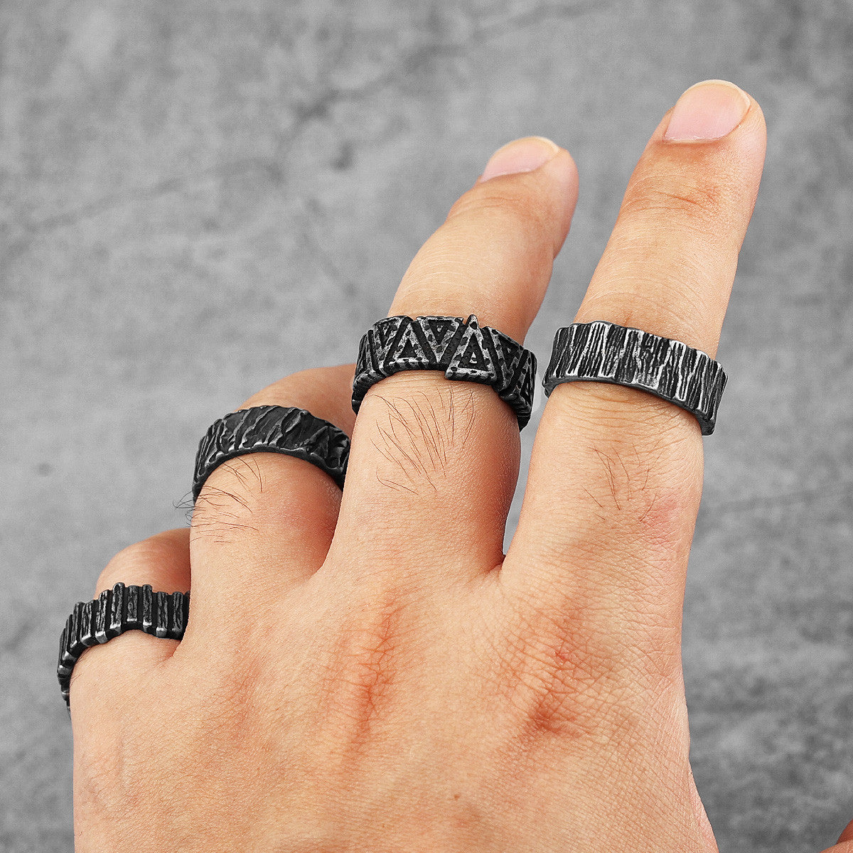 Tree Bark | No Fade Stainless Steel Designer Vintage Look Men's Rings