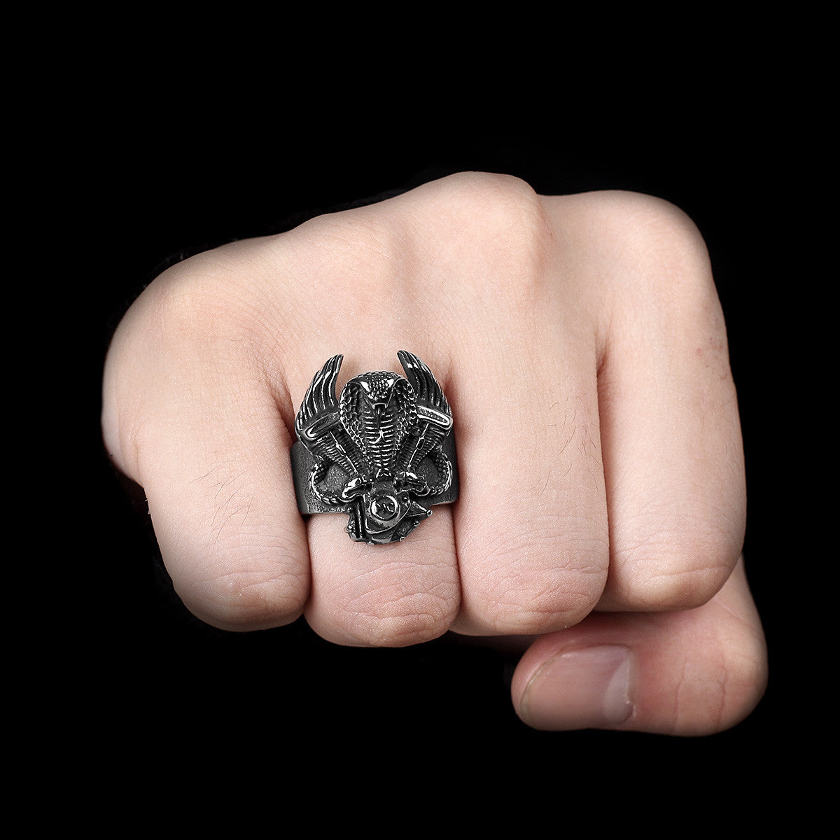Cobra | Stainless Steel Locomotive Engine Unique Street Wear Biker Rings
