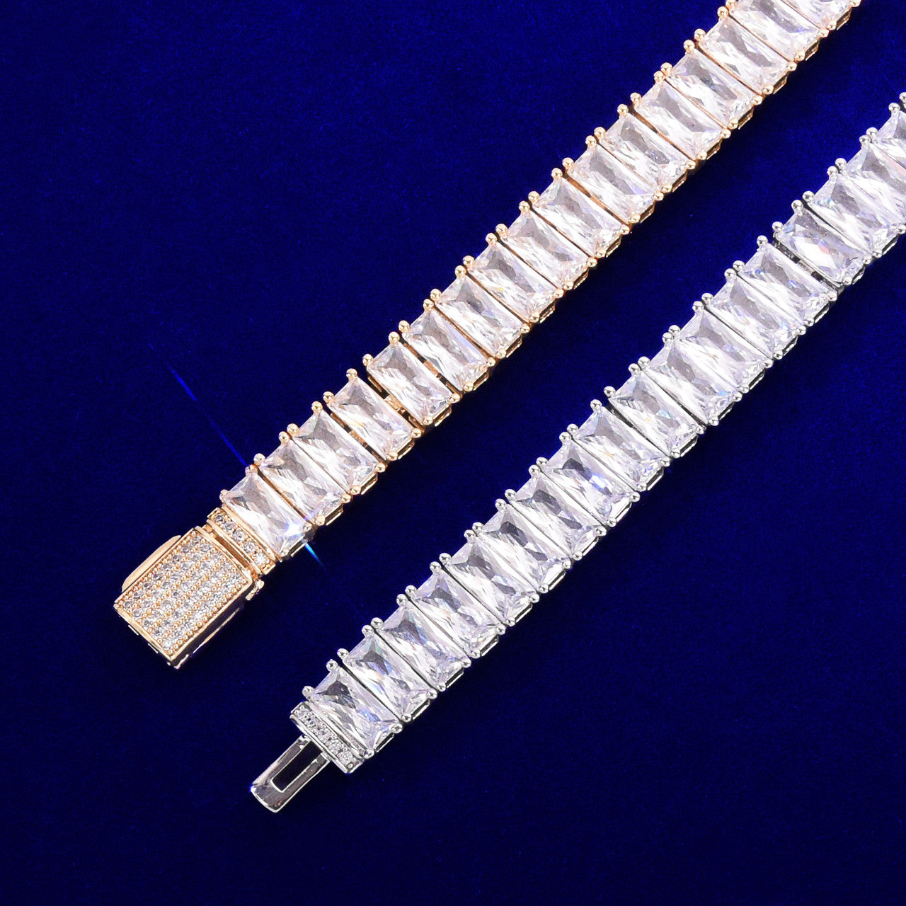 Iced Totality | VVS Diamond CZ Baguette 24k Gold 925 Silver 14mm Hip Hop Bracelet