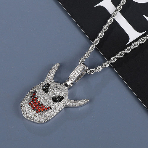 AAA Micro Pave Demon Devil Horns 18k Gold .925 Silver Hip Hop Pendant