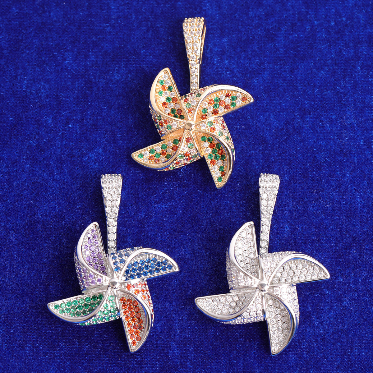 The Pinwheel | Spinning Prong Set VVS Diamond CZ Iced Hip Hop Pendant