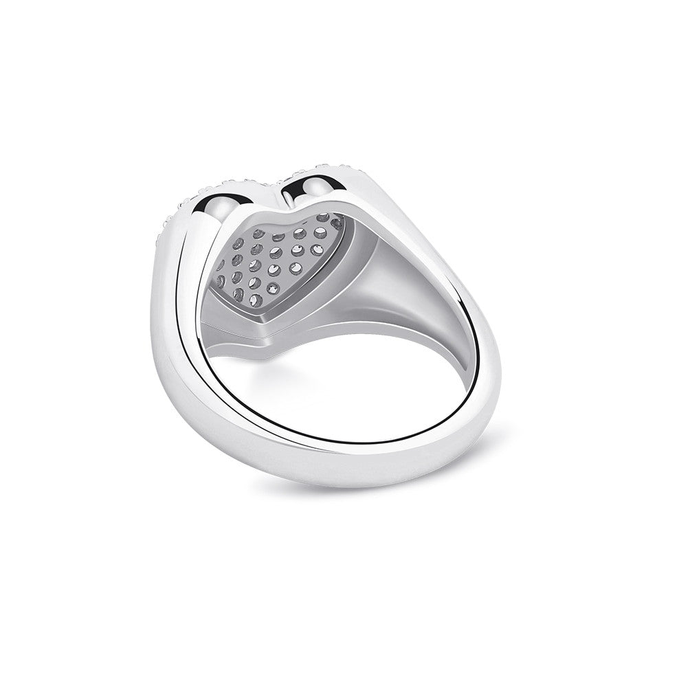 Ladies High Fashion Bling Delicate Heart AAA Micro Pave Bling Bling Rings