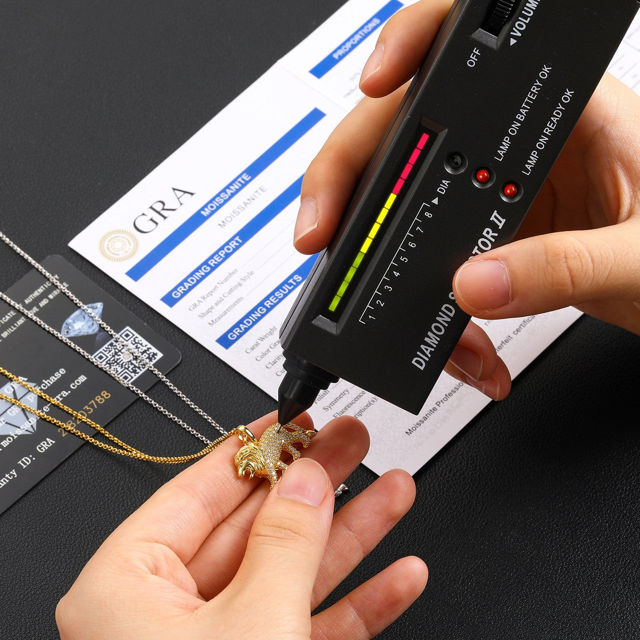 925 Sterling Silver Genuine VVs Diamond Lion Pendant Chain Necklace