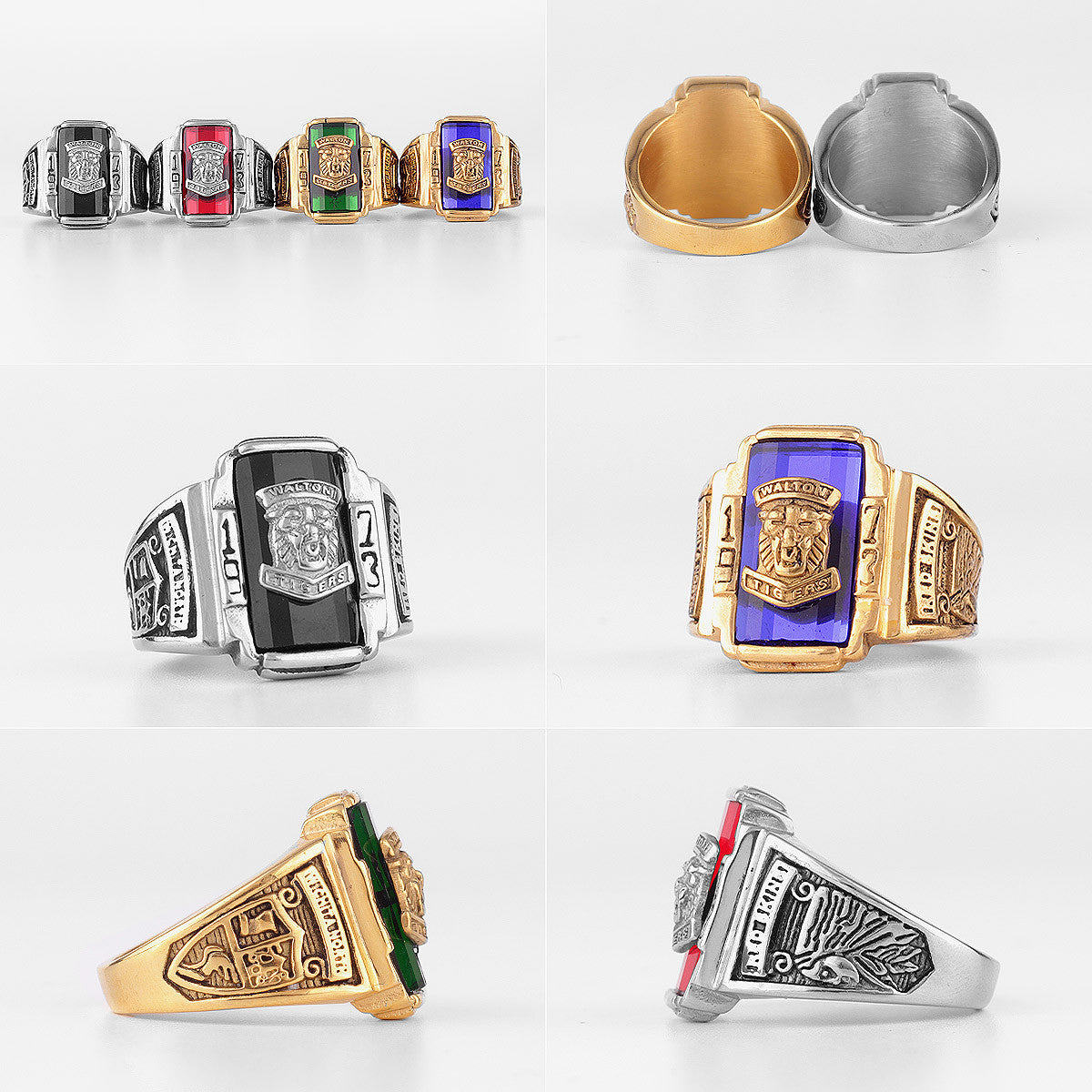 1973 Walton Tiger |14k Gold Over No Fade Stainless Steel CZ Luxury Men's Rings