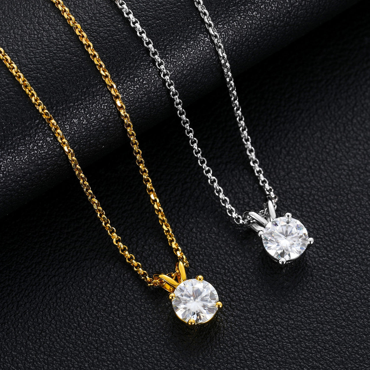 Ladies Genuine VVS Lab Diamond Solitaire Necklace Earrings Solid Silver Set