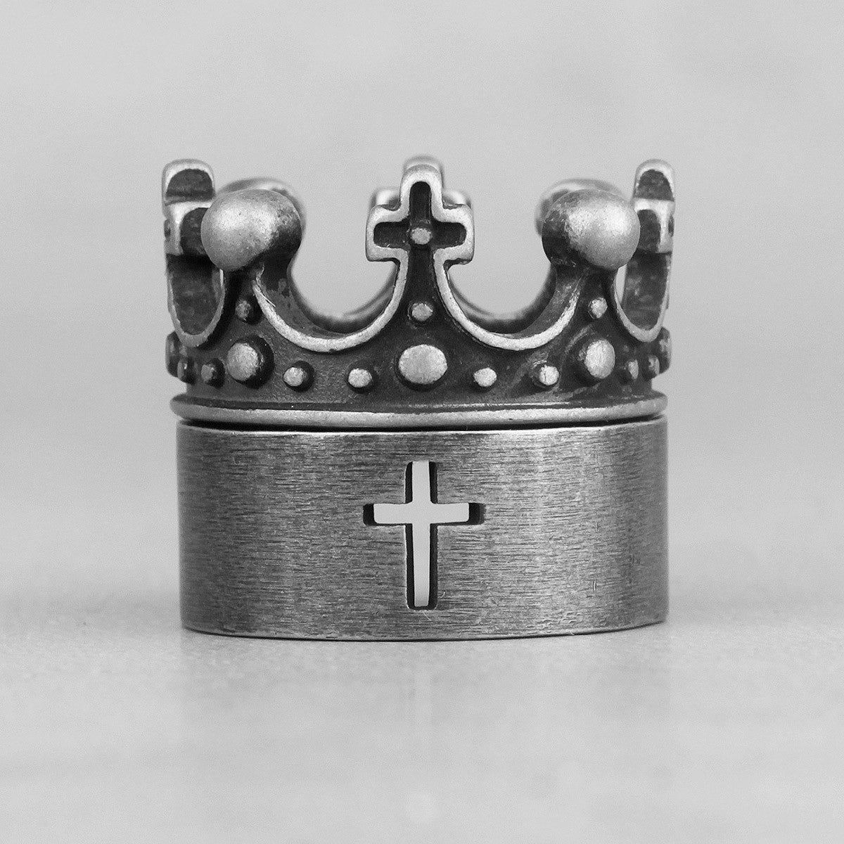 Mens 316L Stainless Steel Cross Crown No Fade Street Wear Rings