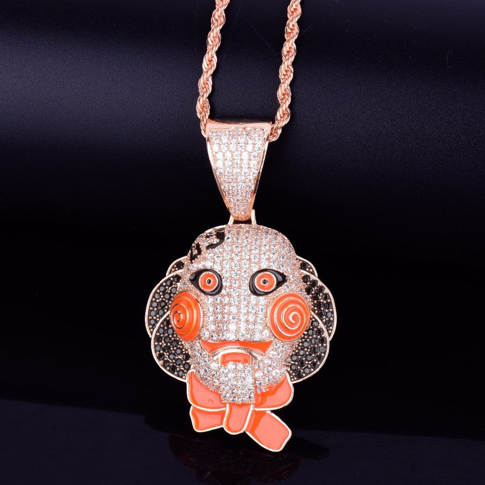 Rose Gold AAA Micro Pave Saw Doll Hip Hop Chain