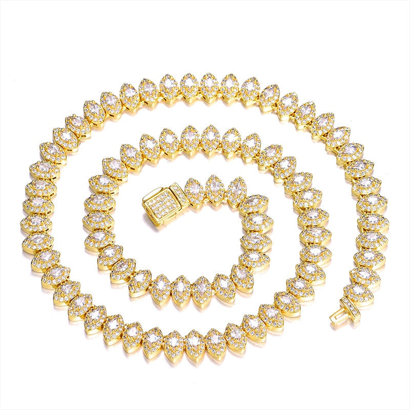 Flooded Ice Horse Eye 8mm AAA True Micro Pave Stone Bling Chain Necklace