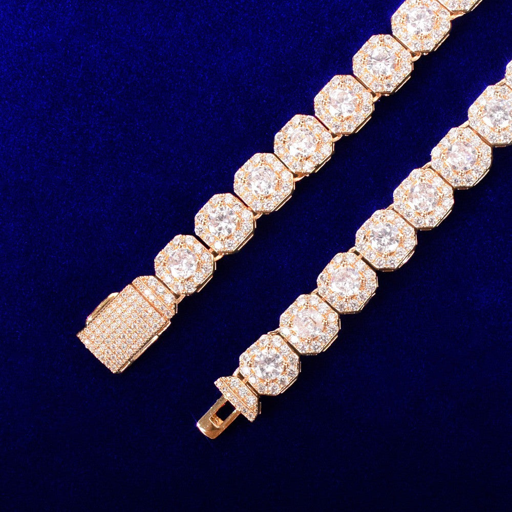 Iced Squares | 24k .925 Silver 9mm Square Cut Center Stone Hip Hop Bracelet