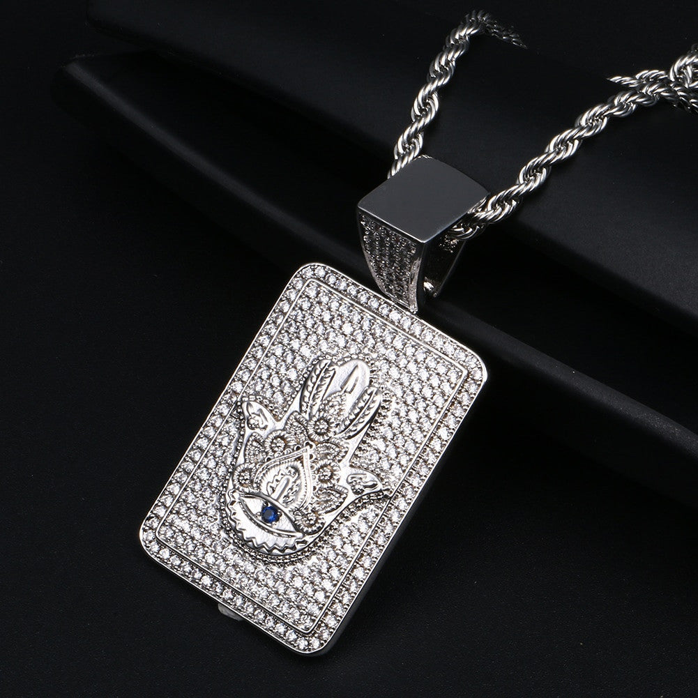 Flooded Ice Micro Pave Lucky Hamsa Hand Hip Hop Iced Blinged Out Pendant