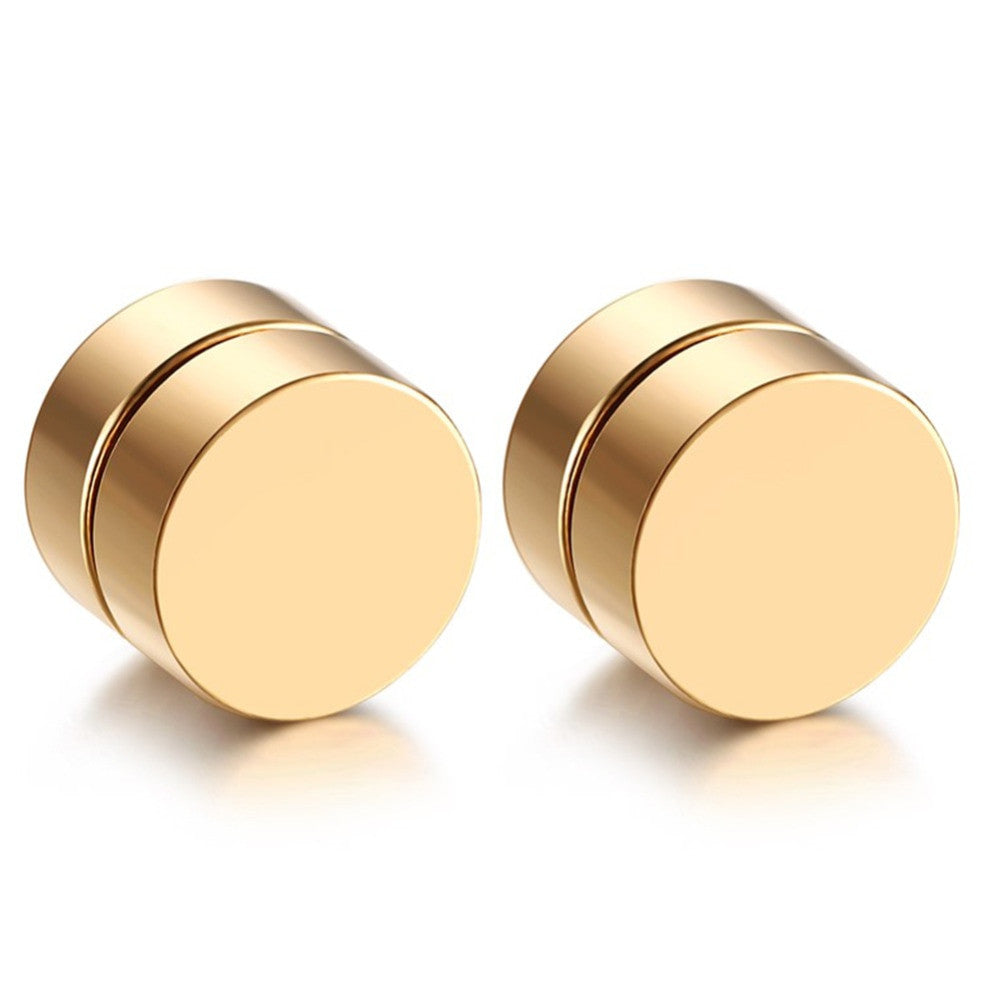 Non Piercing Magnet Magnetic Stainless Steel Bling Round Stud Earrings
