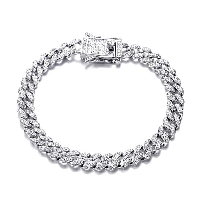 Keep It Classic 8MM Miami Cuban Link AAA Prong Set 14k Gold 925 Silver Rose Gold Bling Bracelet