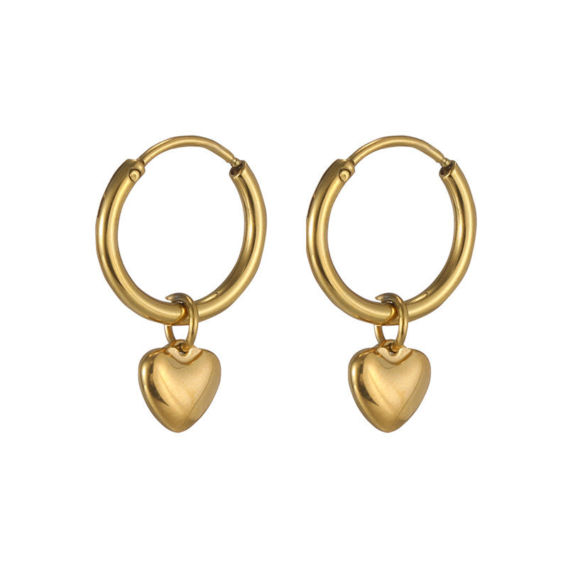 Heart Charm | 18k Gold over No Fade Stainless Steel Heart Huggie Earrings