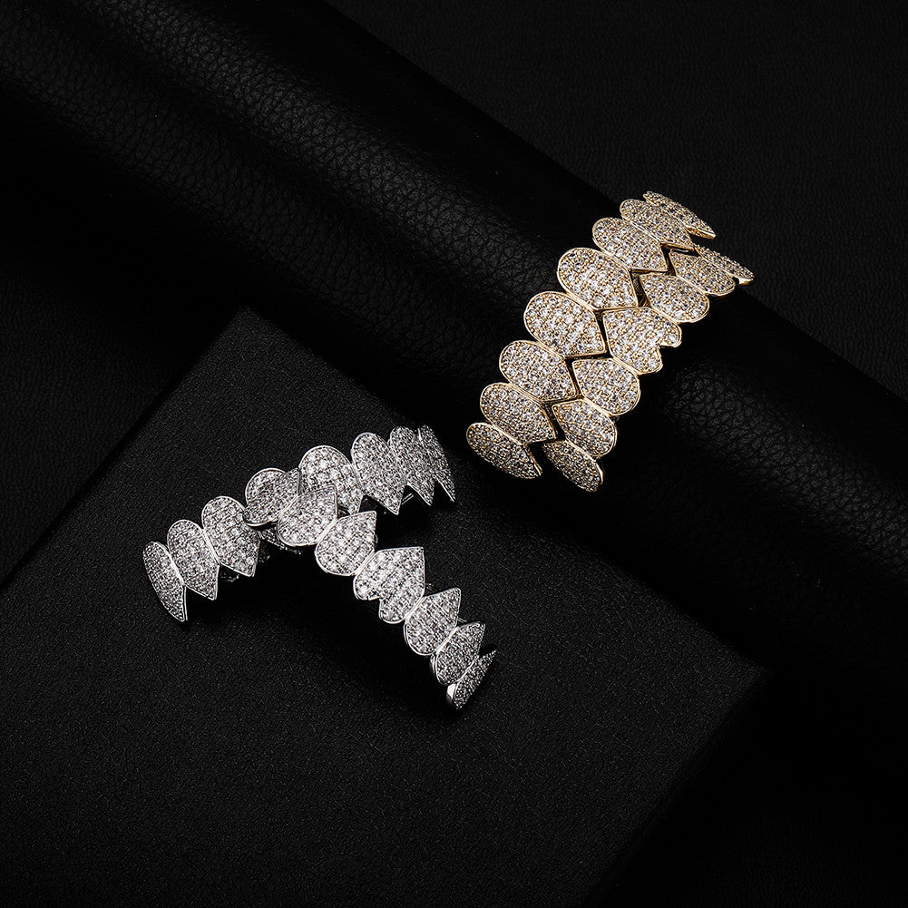 Hustla Tears | VVS Diamond CZ Hip Hop Full Teeth Cap Top Bottom Mouth Grillz Set