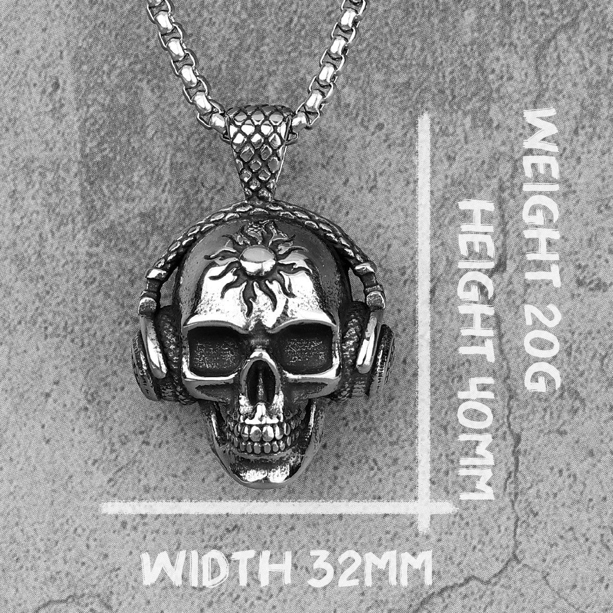 Death By Stereo Hip Hop Rock Skull Headphones 316L No Fade Stainless Pendant