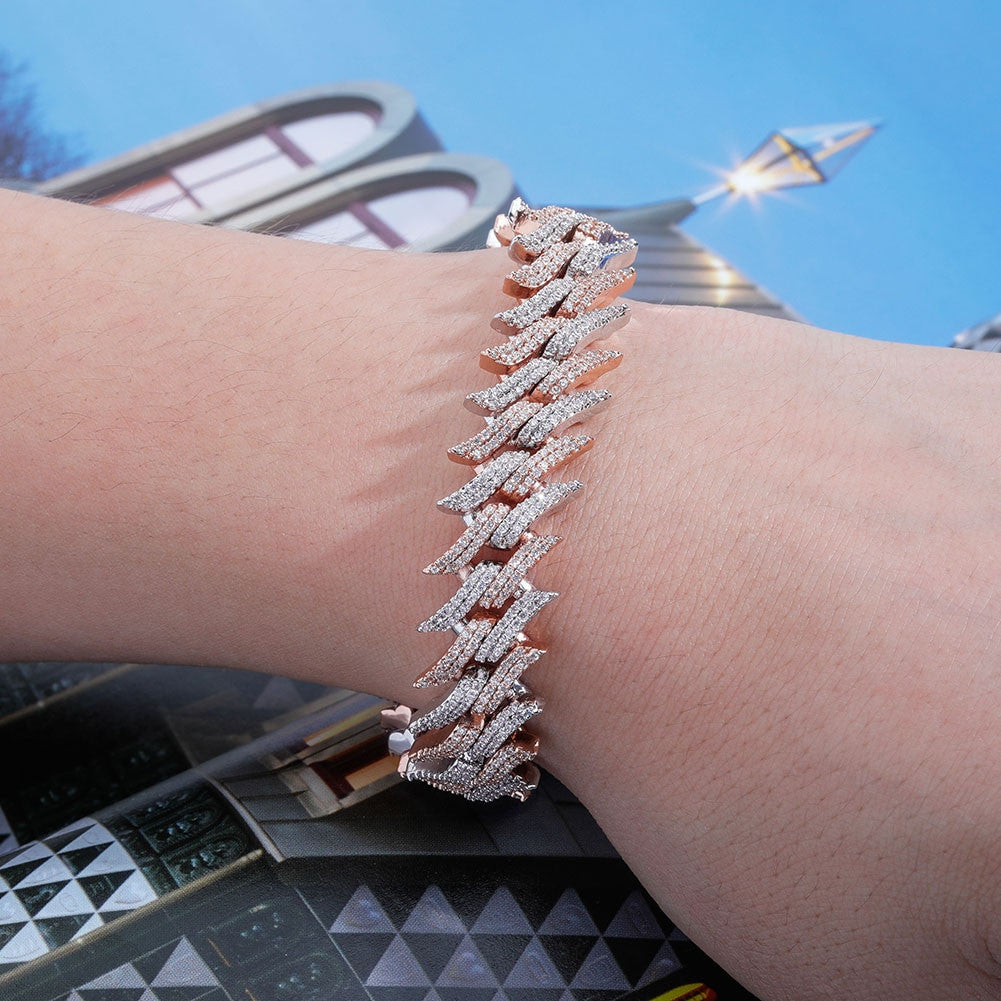 15mm Miami Cuban Link Crown Of Thorns Hip Hop Street Wear Bracelets