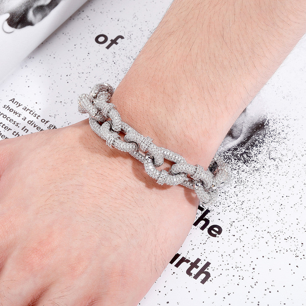 The Pipe Fitter | VVS Diamond CZ Barrel Clasp Gold Silver Two Tone Hip Hop Bracelets