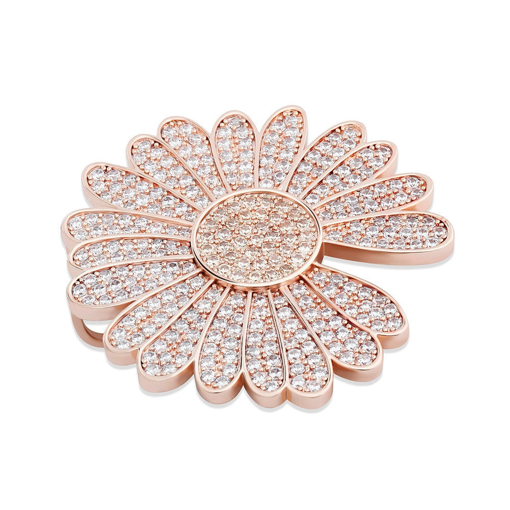 BlingJewelz Plucked Daisy 14k Rose Gold 925 Silver Bling Bling Fashion Iced Necklace