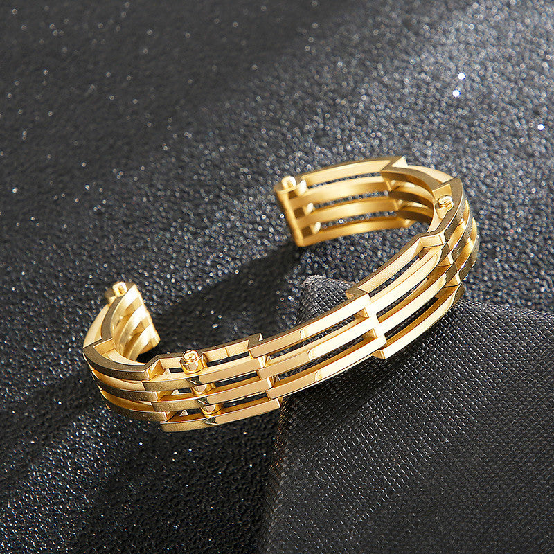 Prestige Steel | Men's Classic Wide Band Stainless Steel Bangle Bracelet