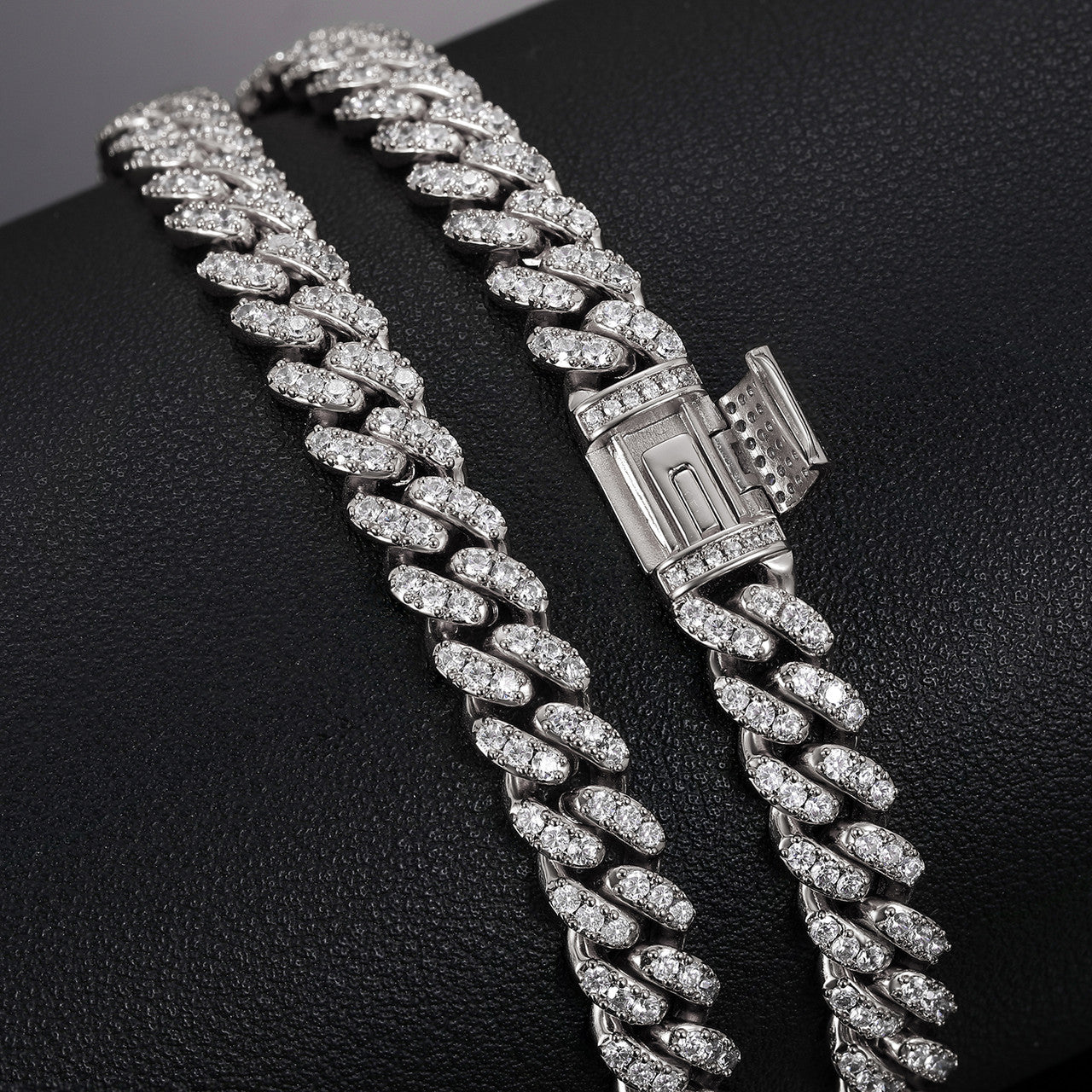 8mm 925 Solid Sterling Silver Genuine Lab Diamond Miami Cuban Link Chain Necklace