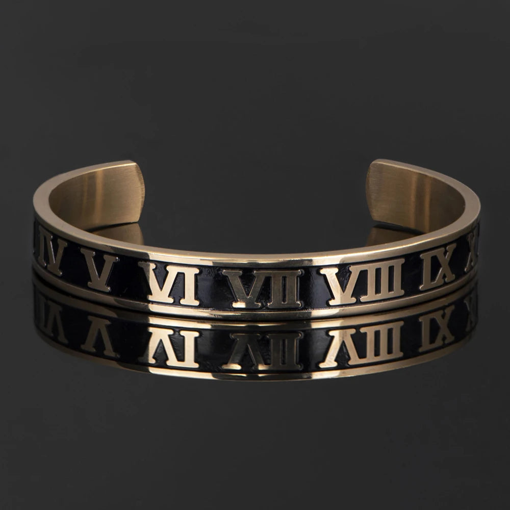 The Empire | Stainless Steel Roman Numeral Carved Men's Luxury Bracelets