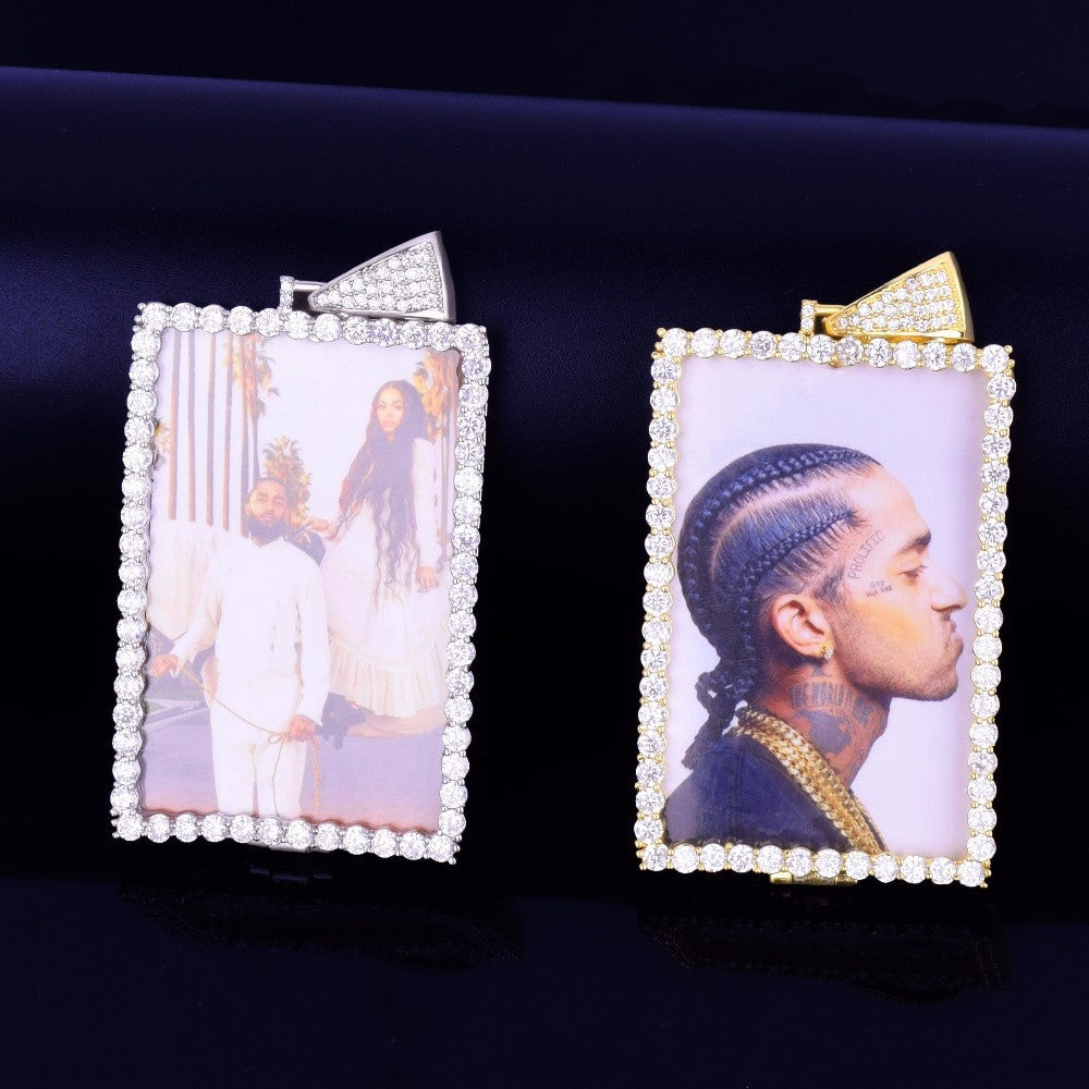 Moments In Time | 4 Prong Set Custom Square Picture Hip Hop Pendant